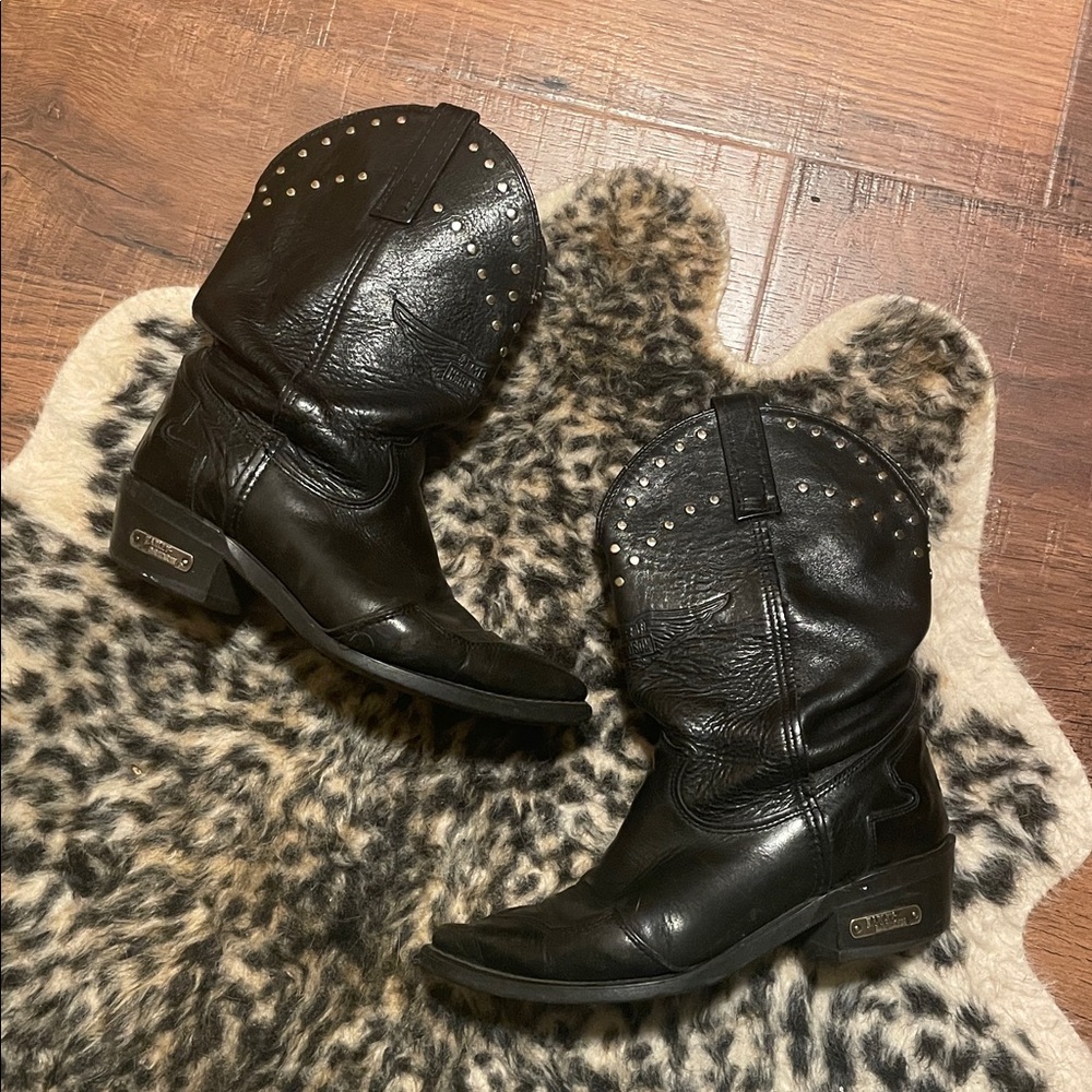Harley-Davidson Black Leather Combat Boots